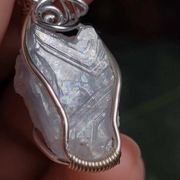 Handmade Rainbow Quartz Crystal Necklace - Picture 2 of 3